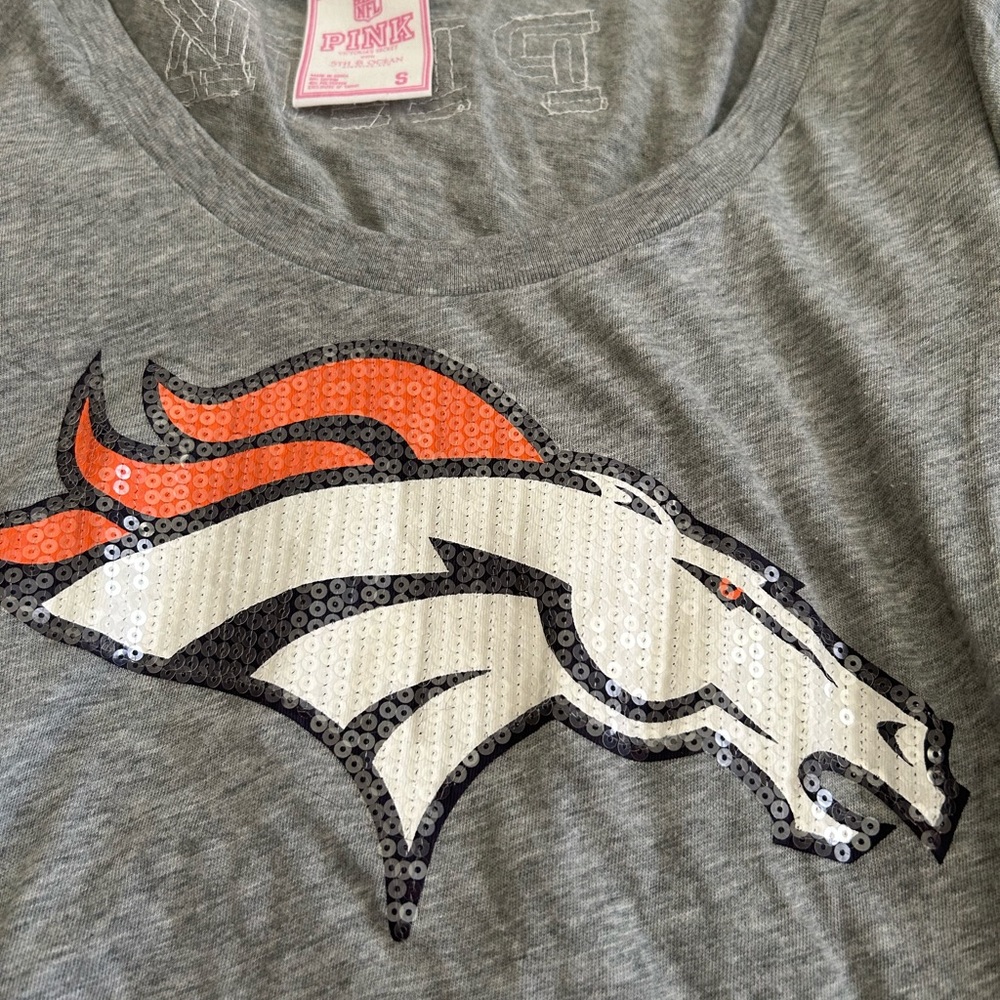 Pink sequin NFL Denver Broncos T-shirt